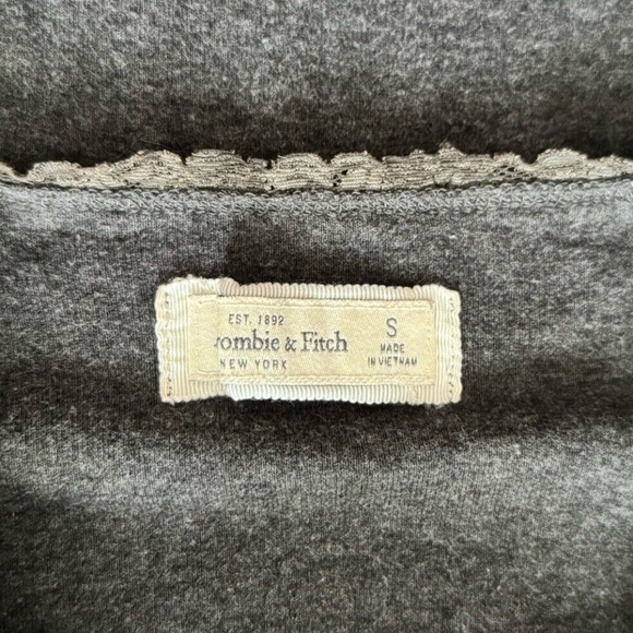 Abercrombie & Fitch Y2K Ribbed Lace Trim Bow Cami Tank Top Small Coquette Gray - Picture 2 of 7